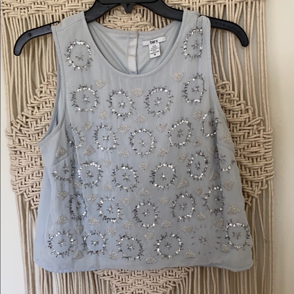 Blue sequin top from Macy’s Size M